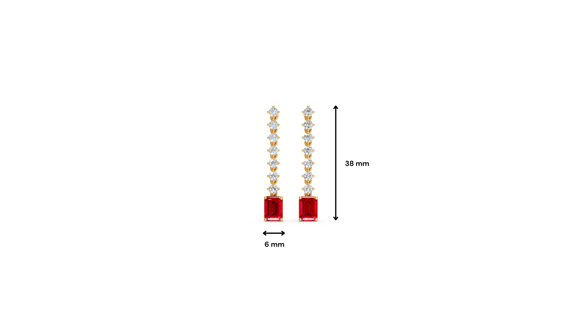 Ruby Octagonal Drop Earrings with Diamond Tennis Chain