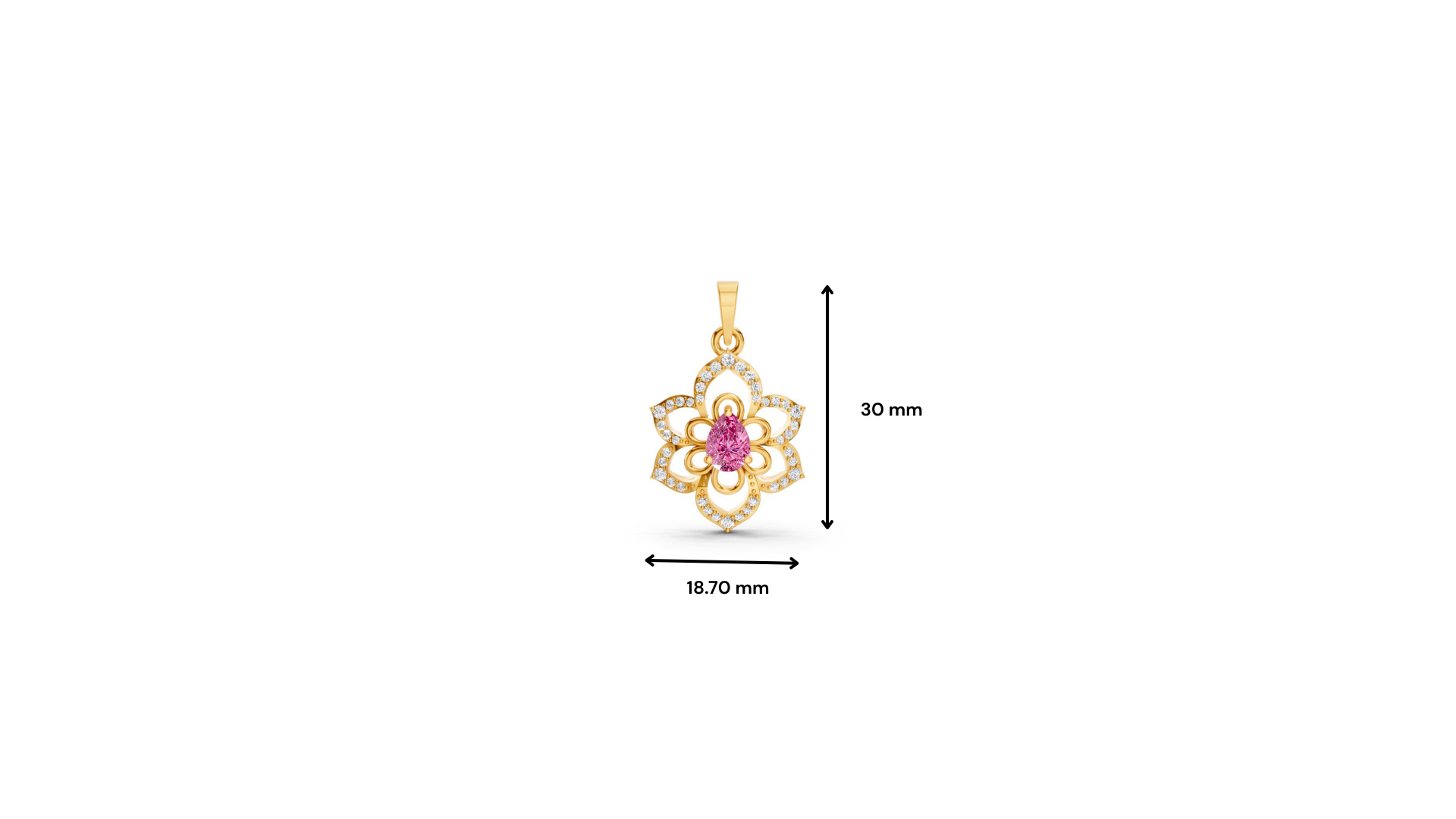 Pink Sapphire Pear Floral Diamond Pendant