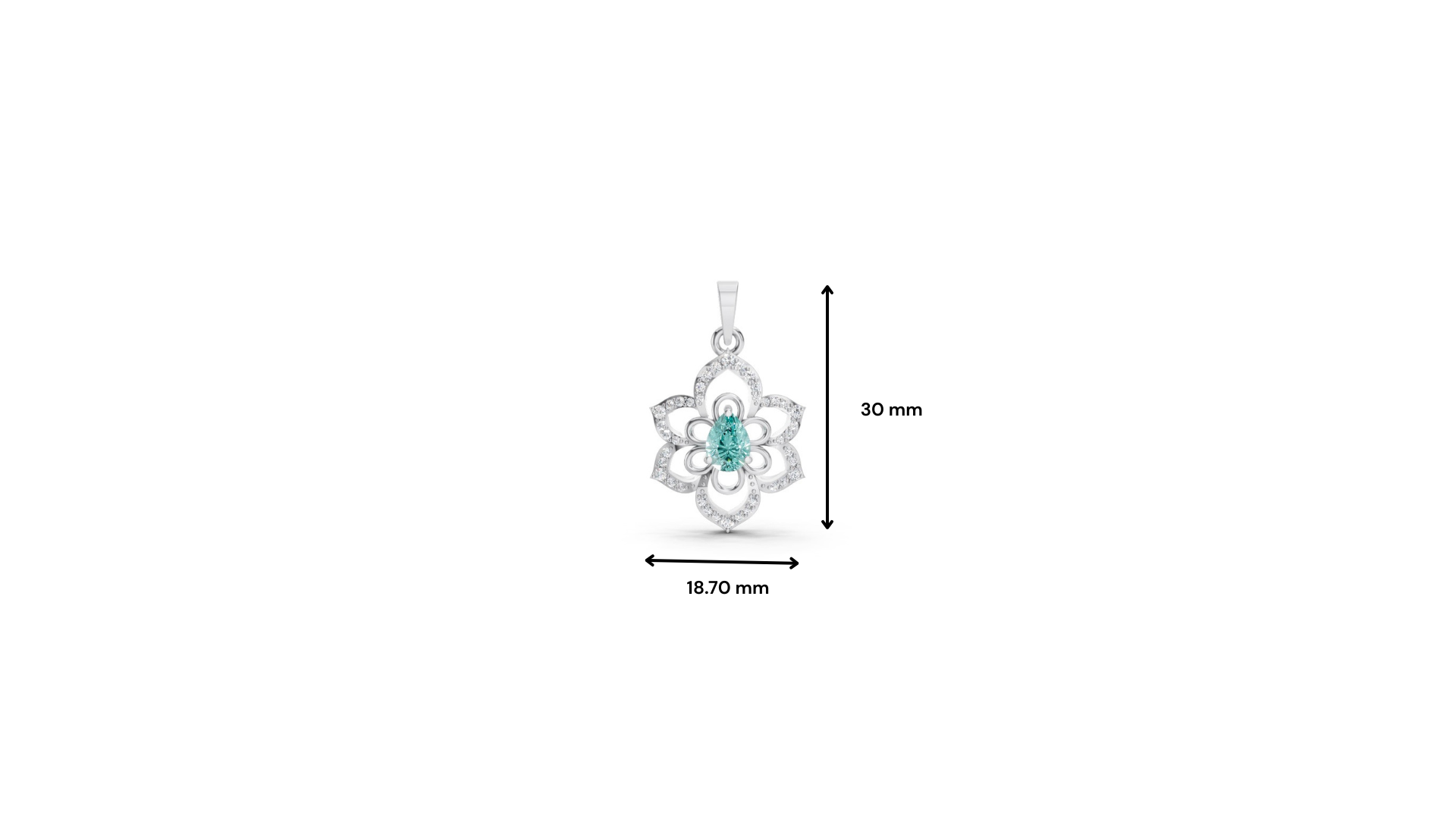 Paraiba Tourmaline Pear Floral Diamond Pendant