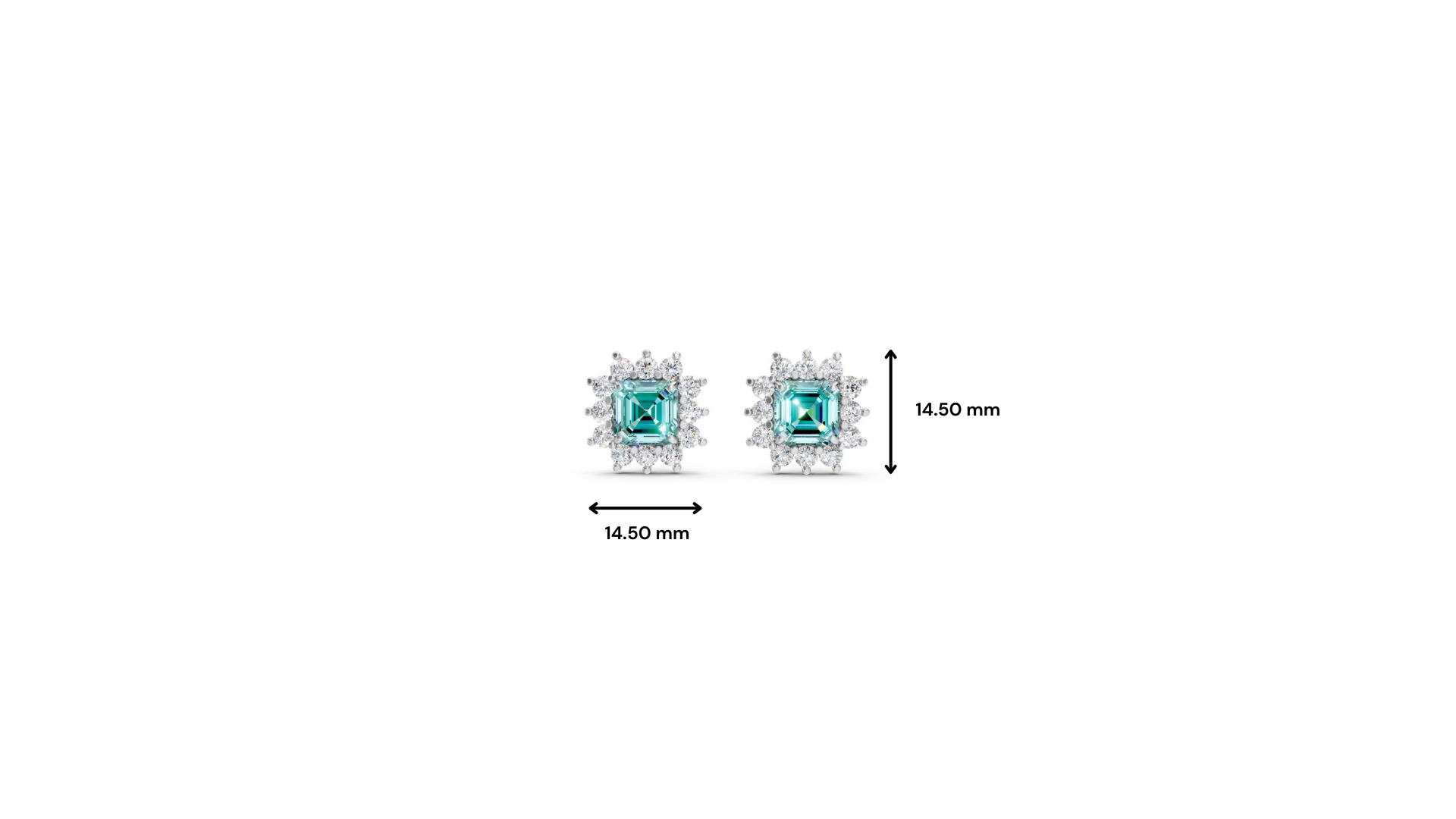 Paraiba Tourmaline Ruby Asscher Cut Sunburst Halo Stud Earrings