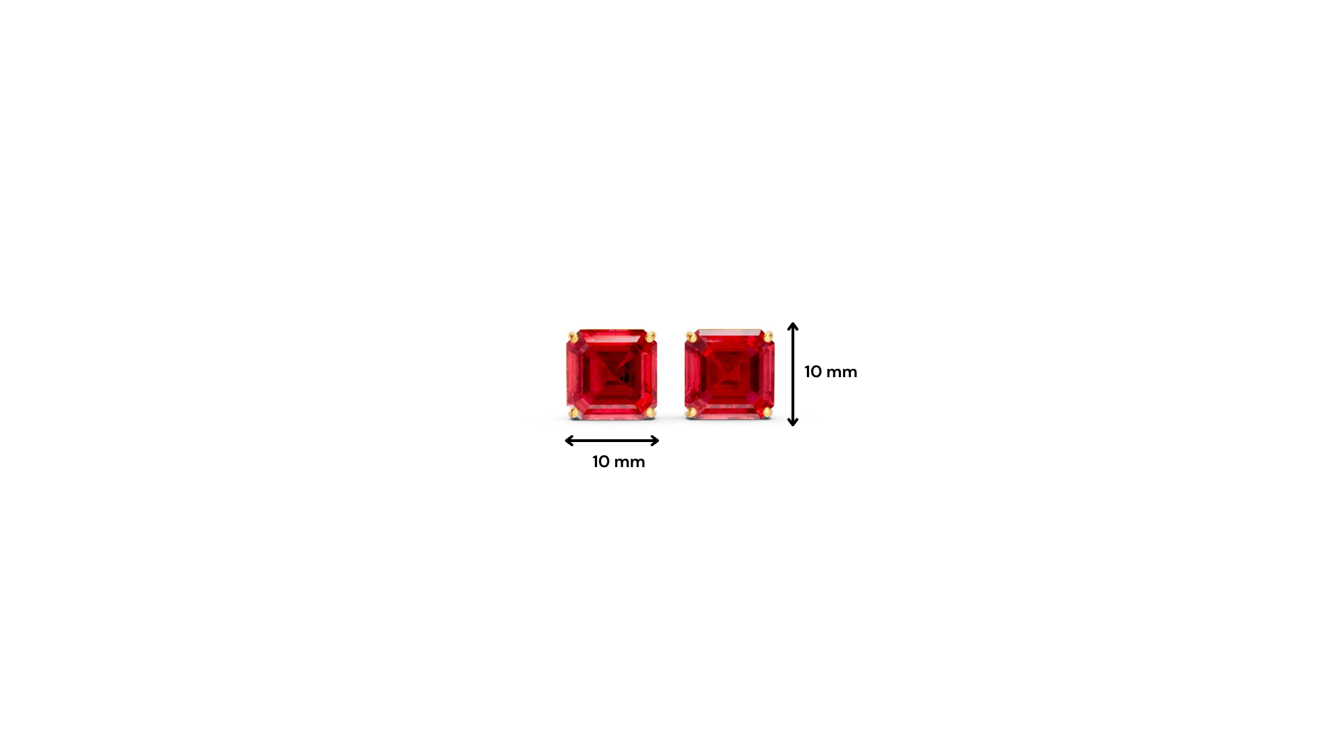 Ruby Diamond Asscher Cut Stud Earrings