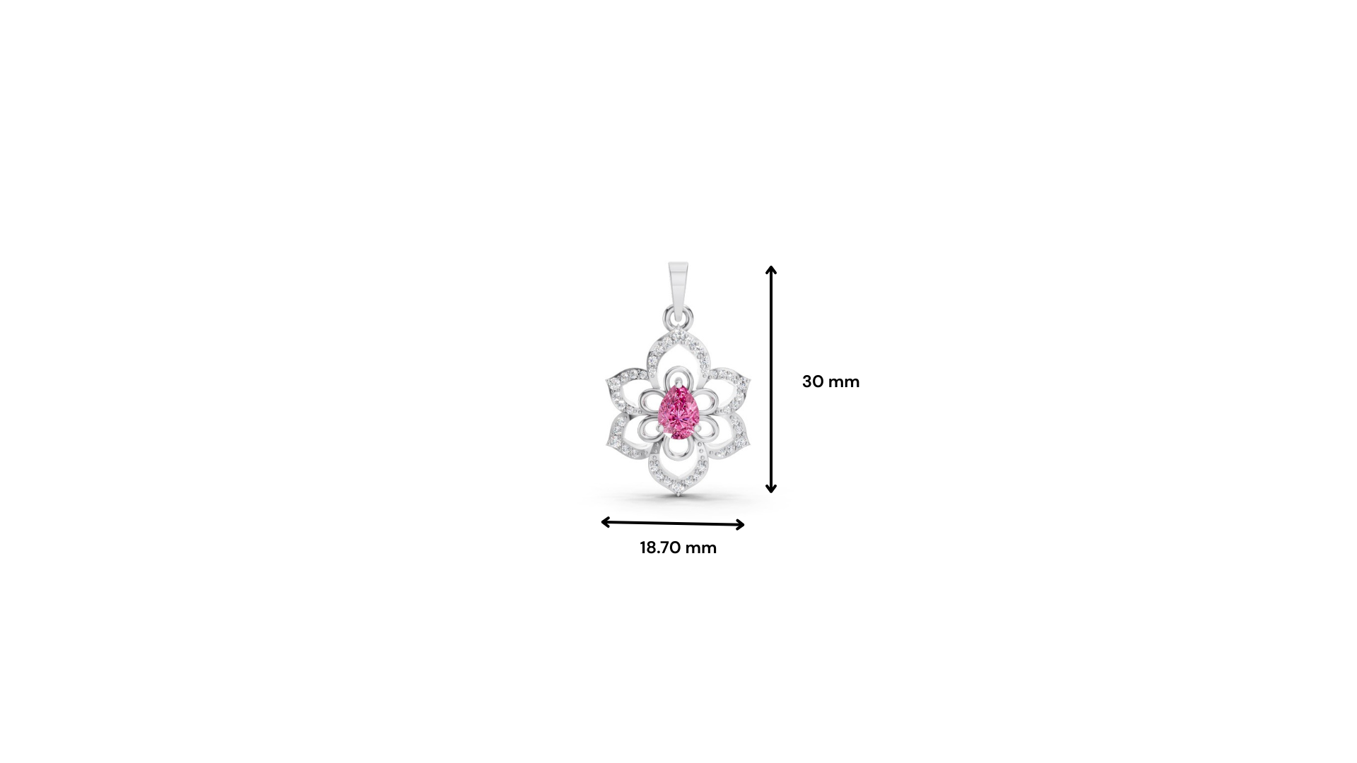 Pink Sapphire Pear Floral Diamond Pendant