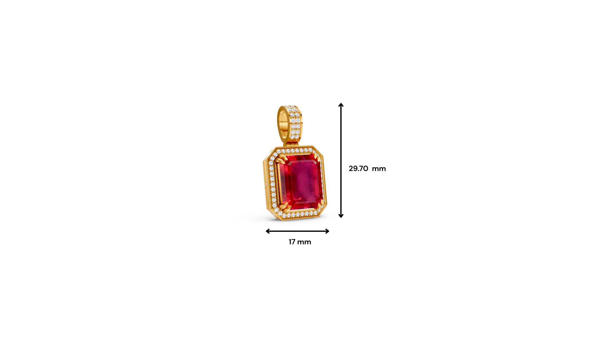 Ruby Octagonal Halo Pendant with Diamond Pavé Bail