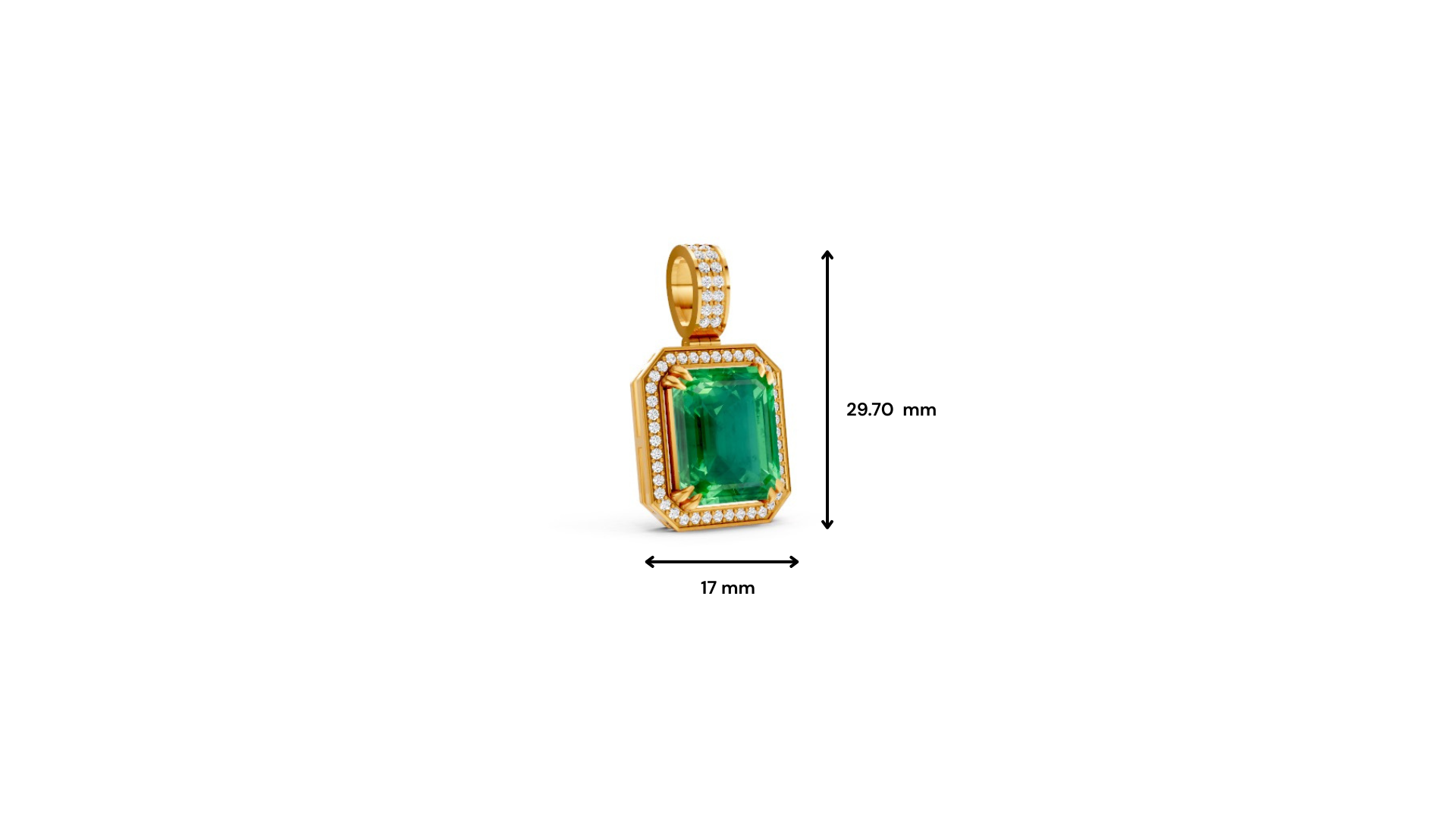 Colombian Emerald Octagonal Halo Pendant with Diamond Pavé Bail