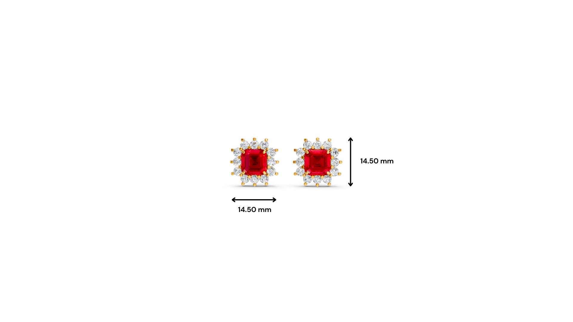 Ruby Asscher Cut Sunburst Halo Stud Earrings