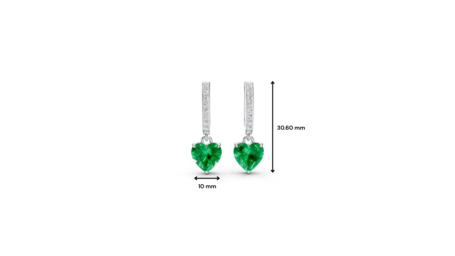 Colombian Emerald Ruby Heart Drop Huggie Earrings