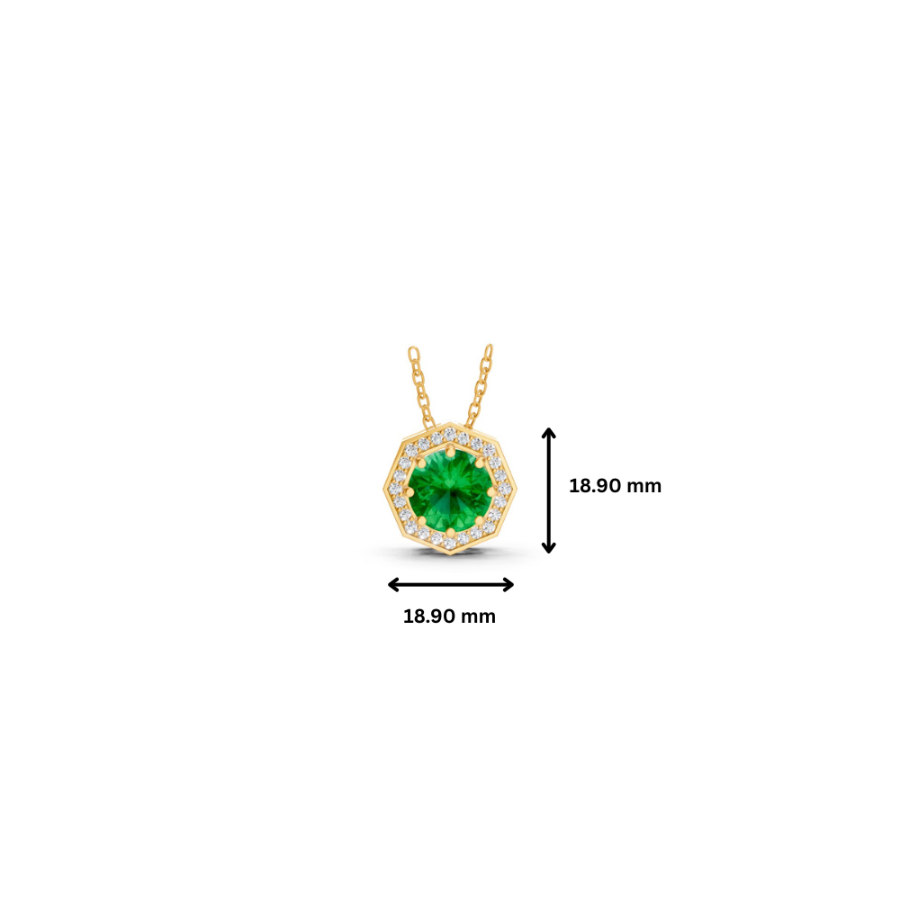 Colombian Emerald Round Octagonal Halo Pendant