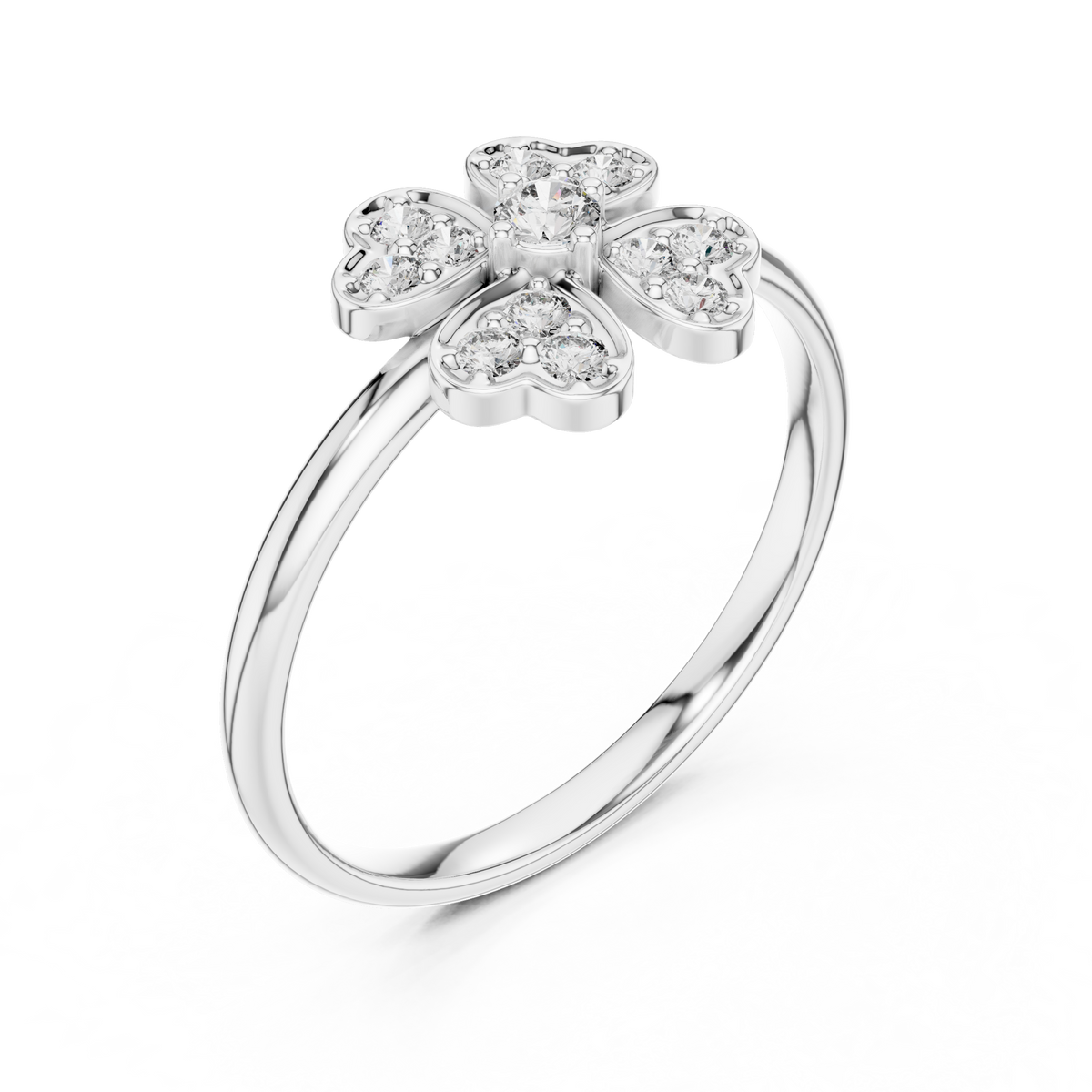 Four Leaf Clover Diamond Ring