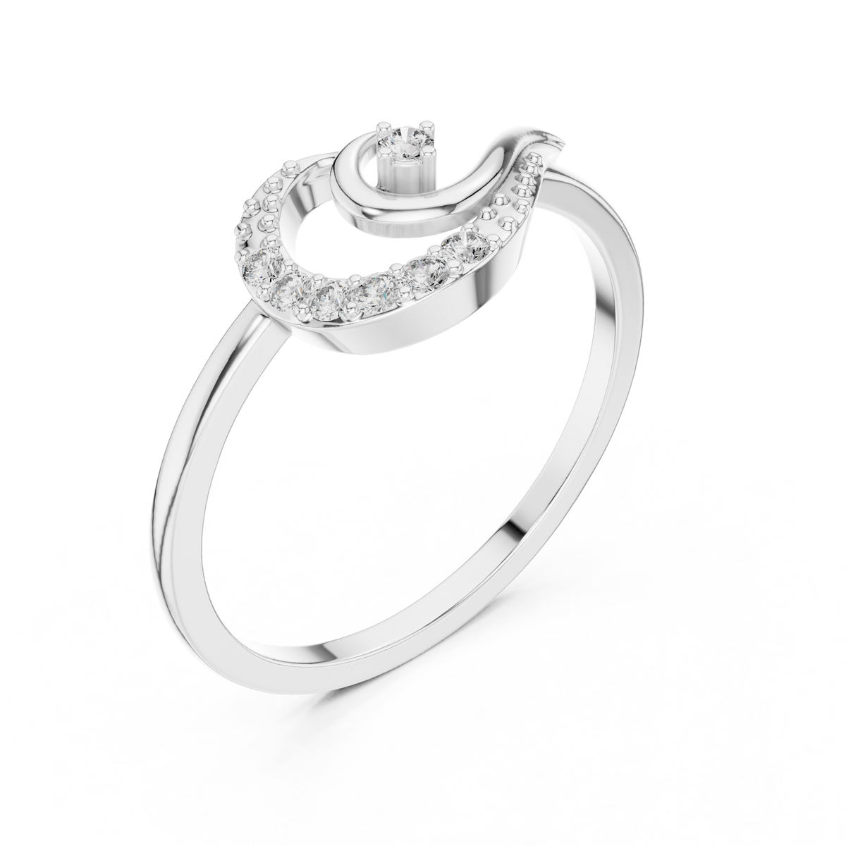 Lunar Wave Diamond Ring
