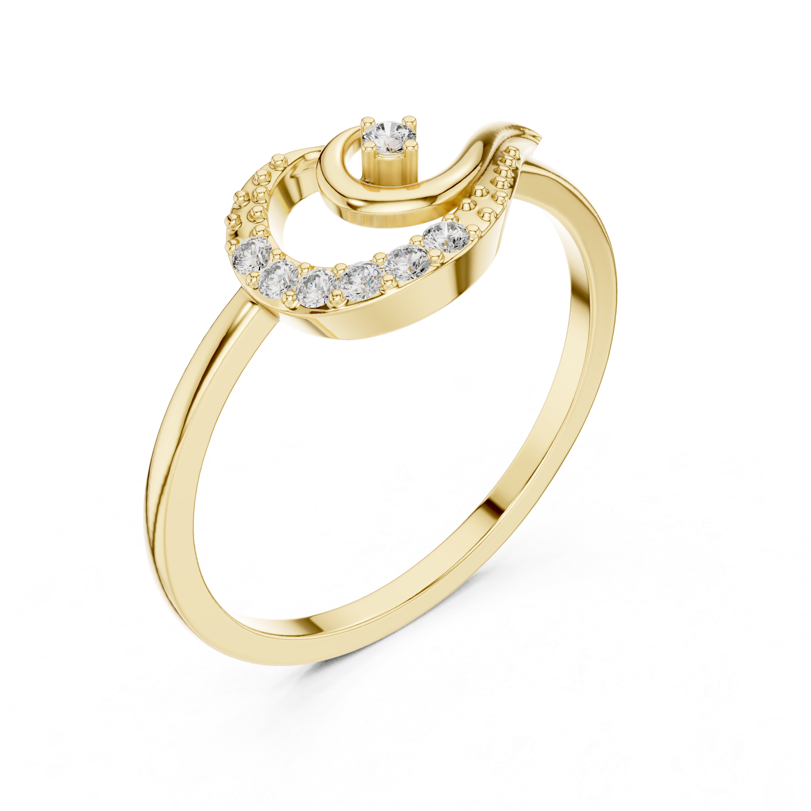 Lunar Wave Diamond Ring