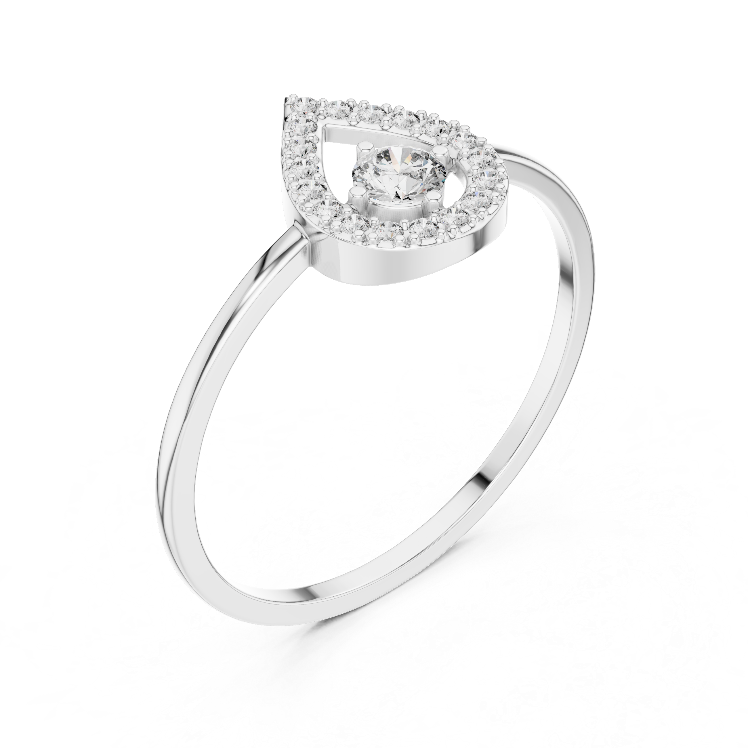 Halo Teardrop Diamond Ring