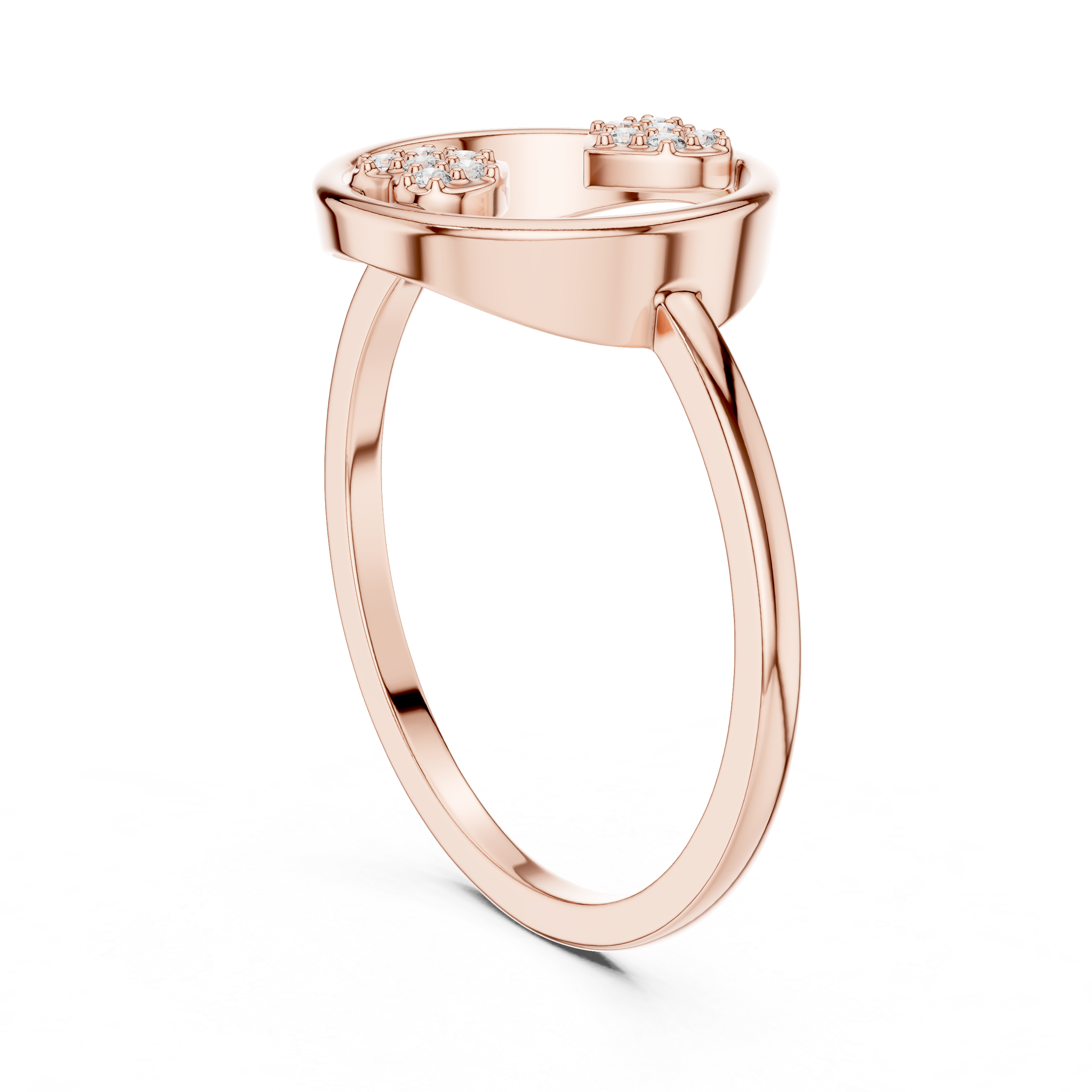Twin Hearts Diamond Circle Ring