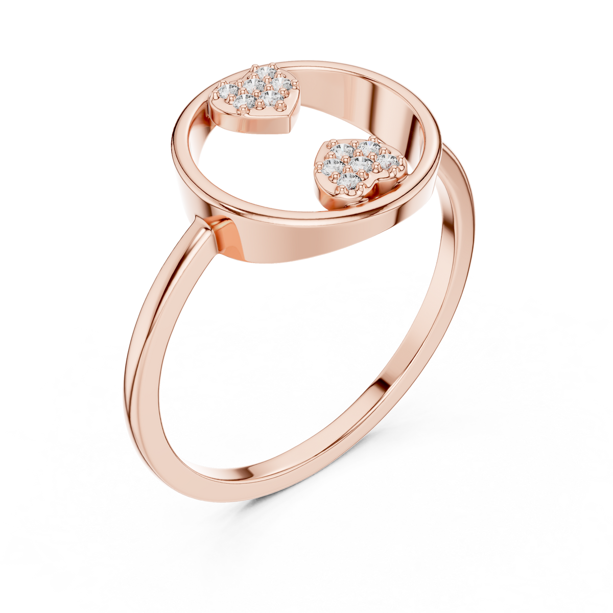 Twin Hearts Diamond Circle Ring