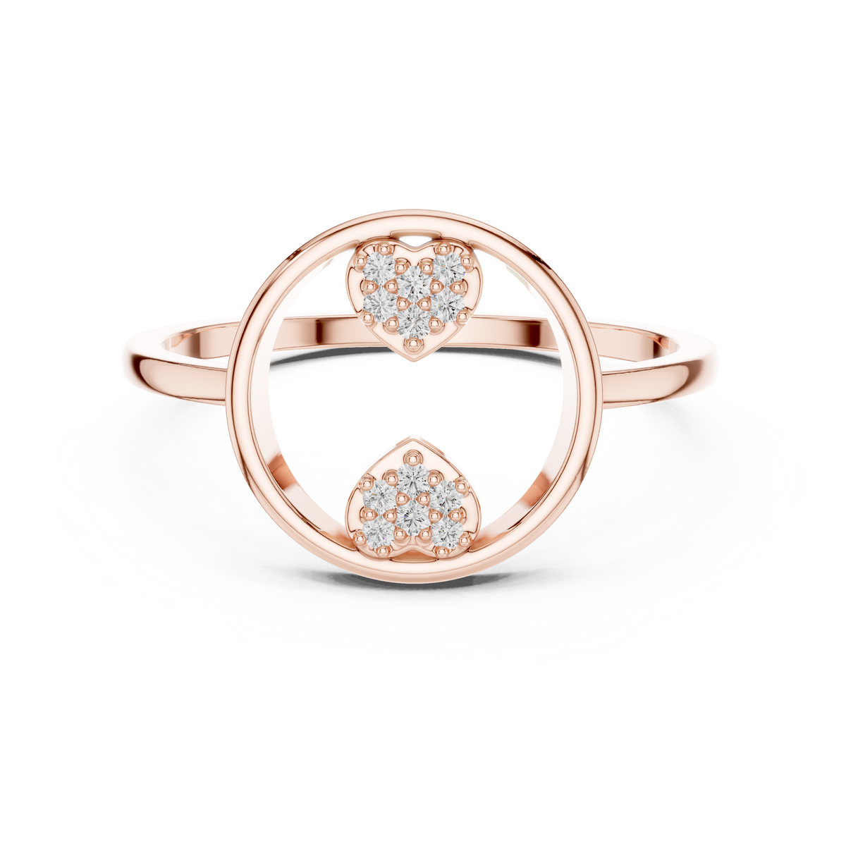 Twin Hearts Diamond Circle Ring