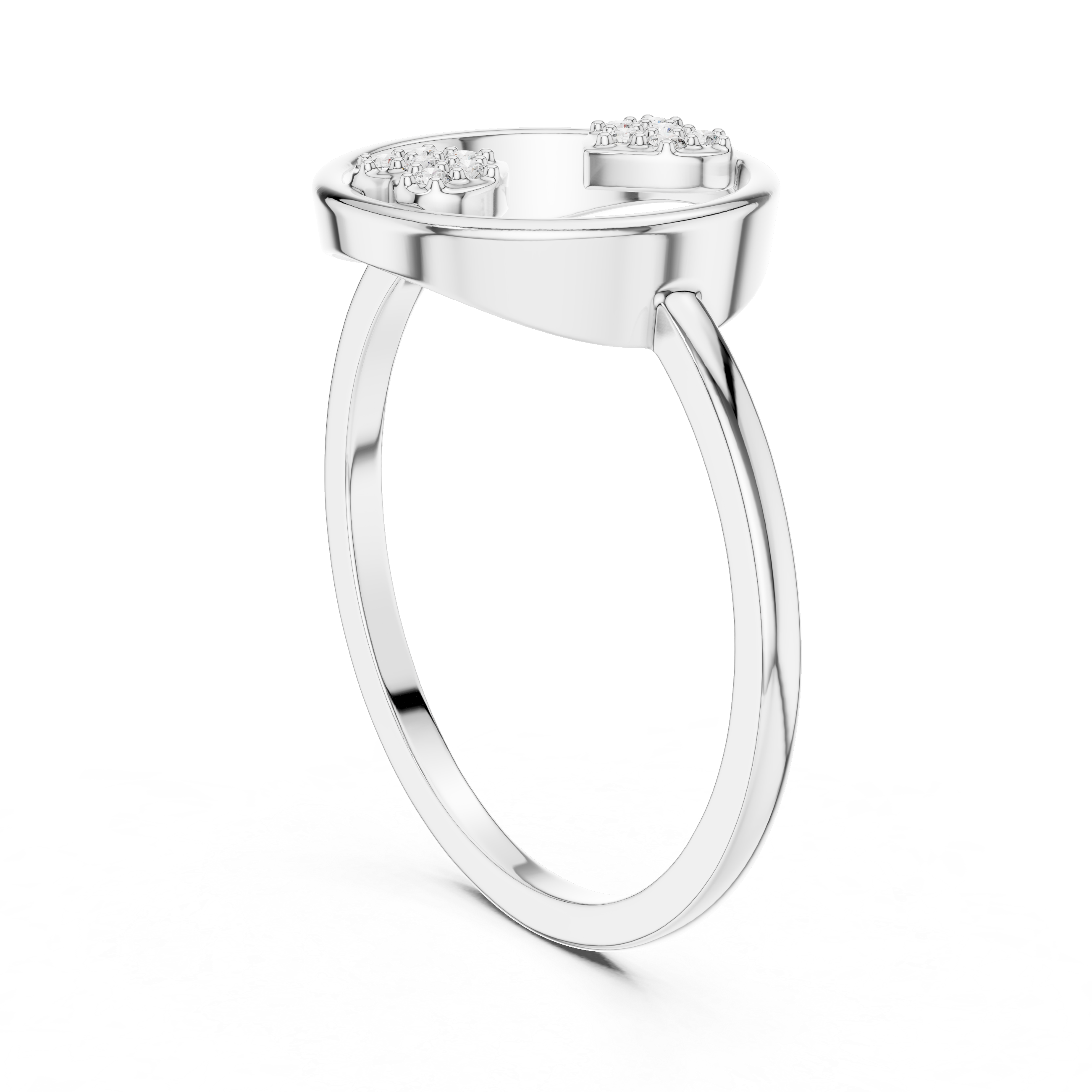 Twin Hearts Diamond Circle Ring