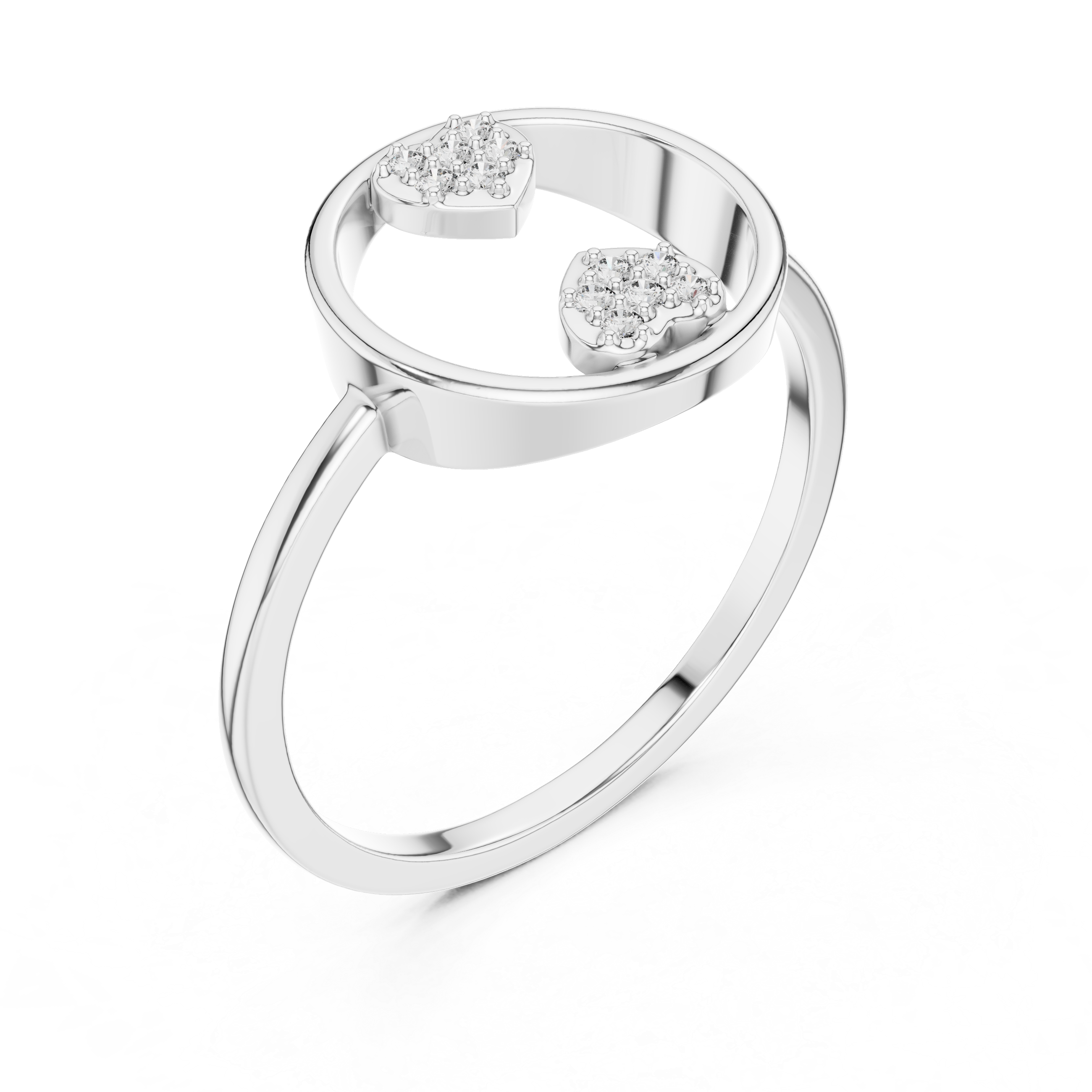 Twin Hearts Diamond Circle Ring