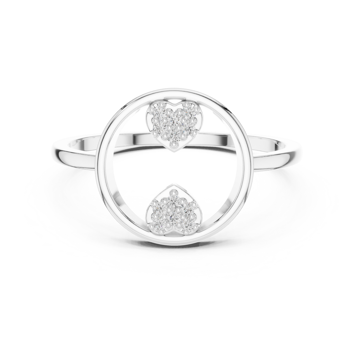 Twin Hearts Diamond Circle Ring