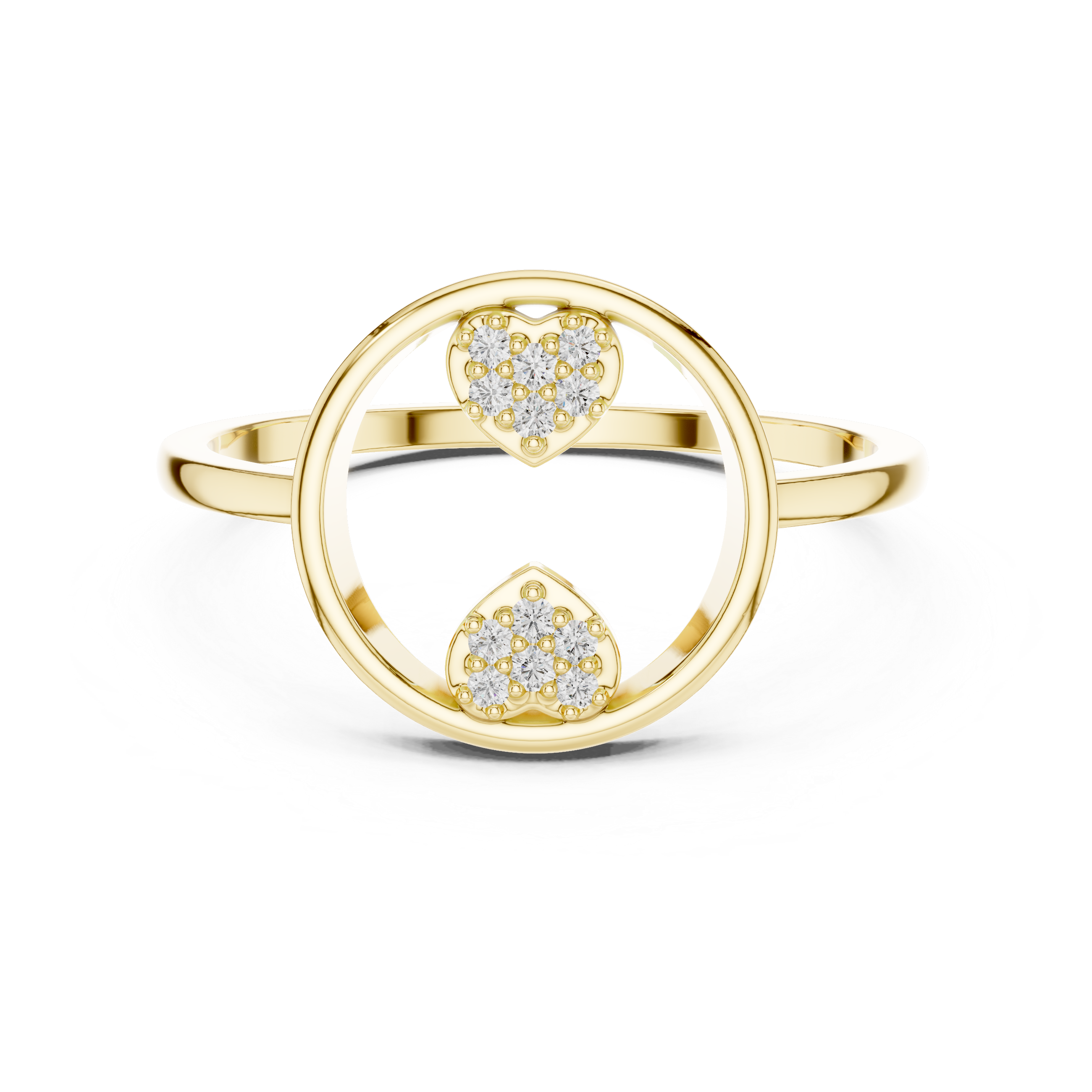 Twin Hearts Diamond Circle Ring