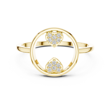 Twin Hearts Diamond Circle Ring