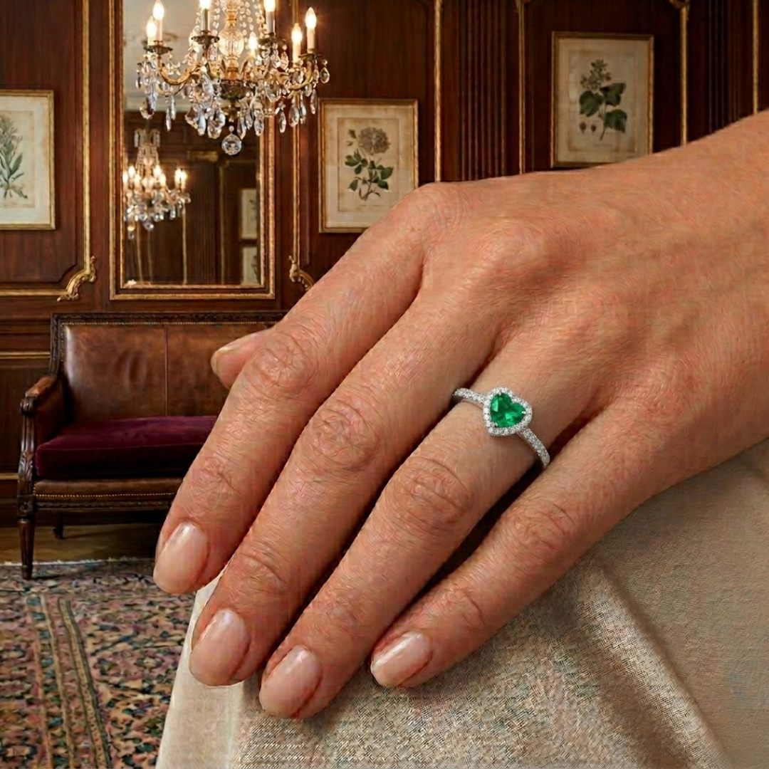 Colombian Emerald Love Heart Ring