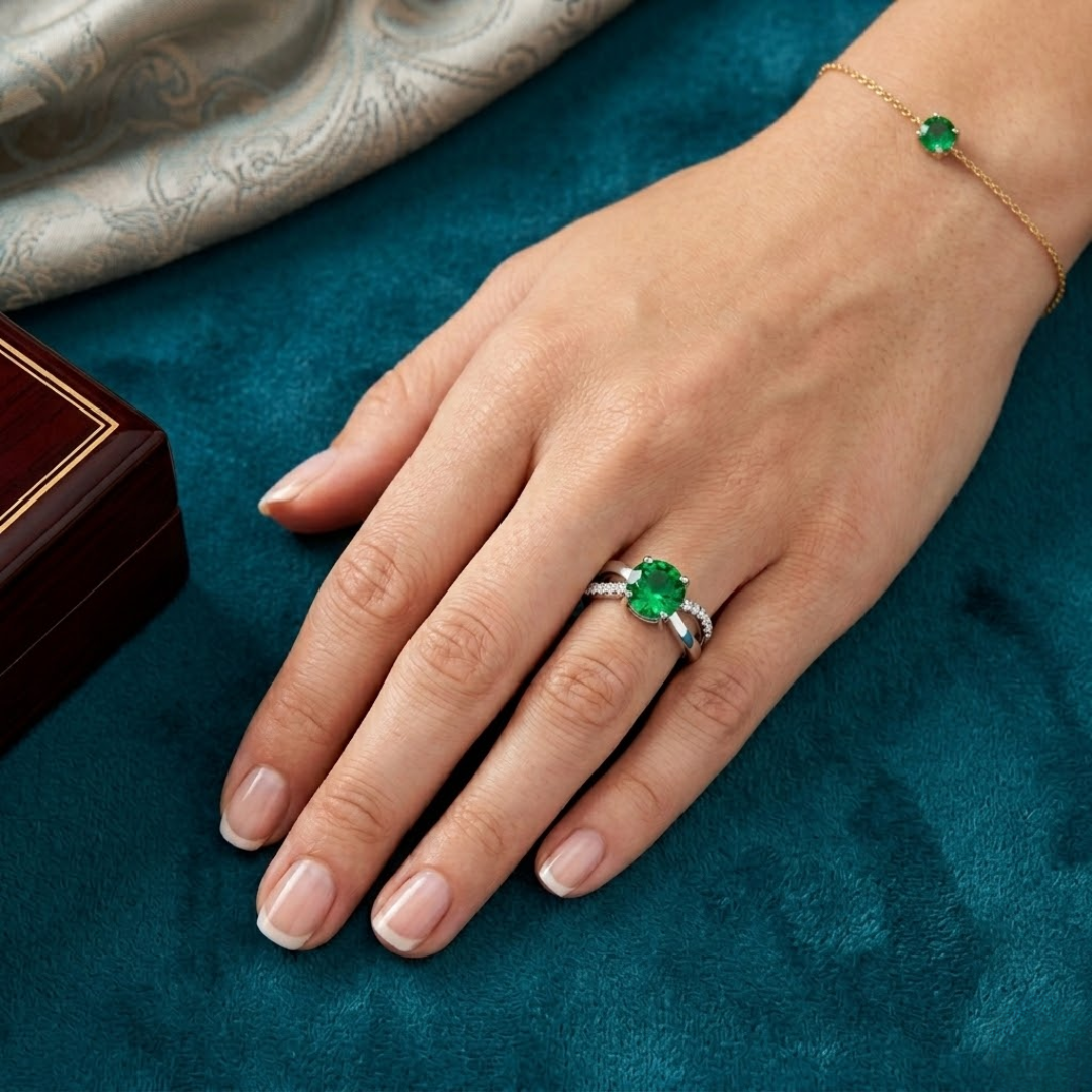 Colombian Emerald Bypass Twist Ring