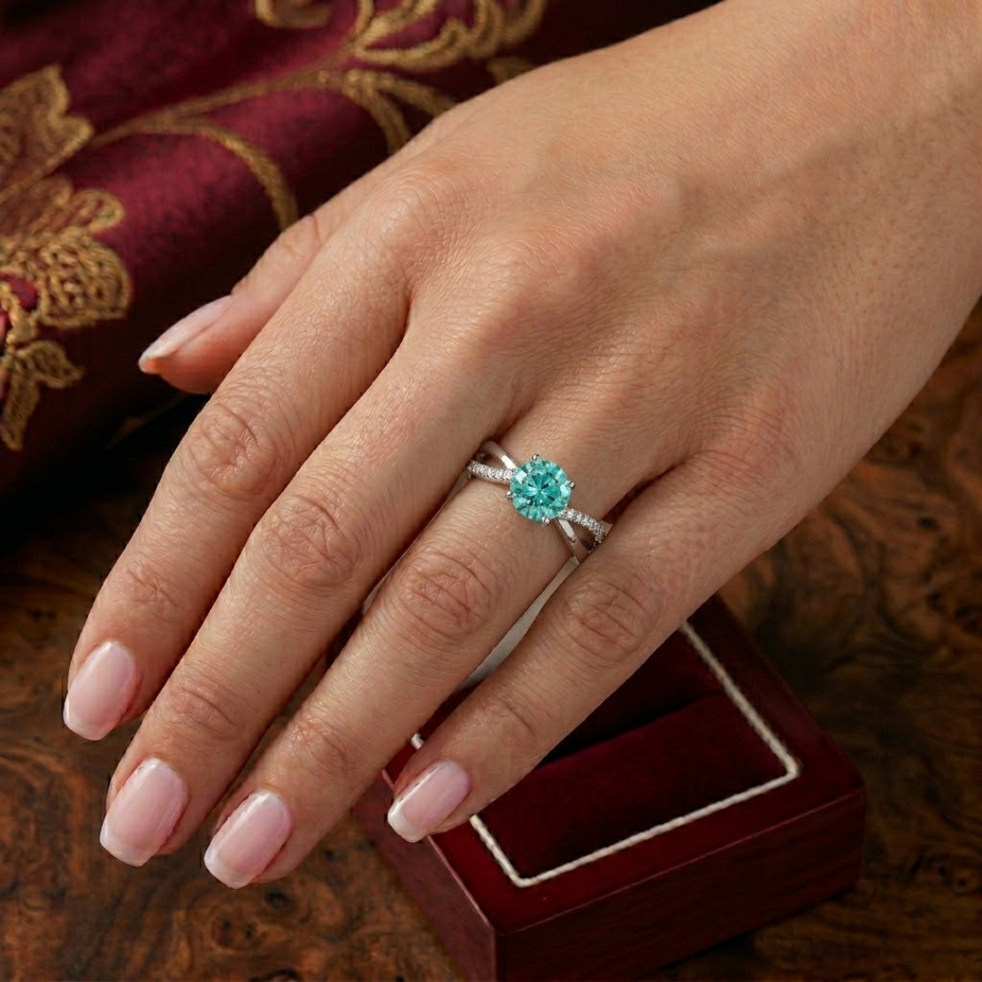 Paraiba Tourmaline Bypass Twist Ring