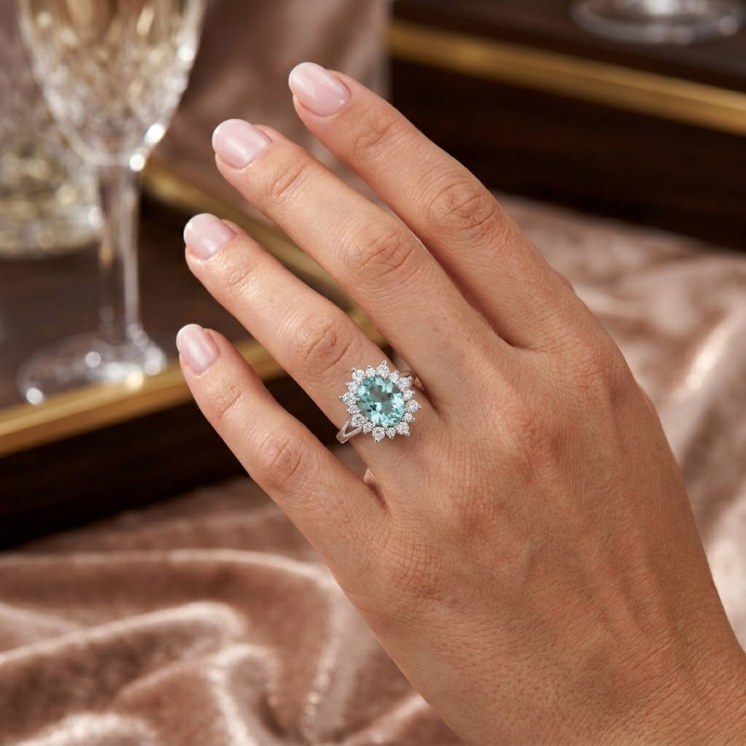 Paraiba Tourmaline Halo Ring