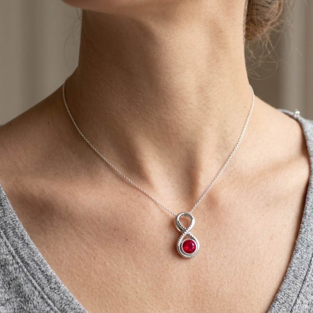 Ruby Round Infinity Bezel Pendant