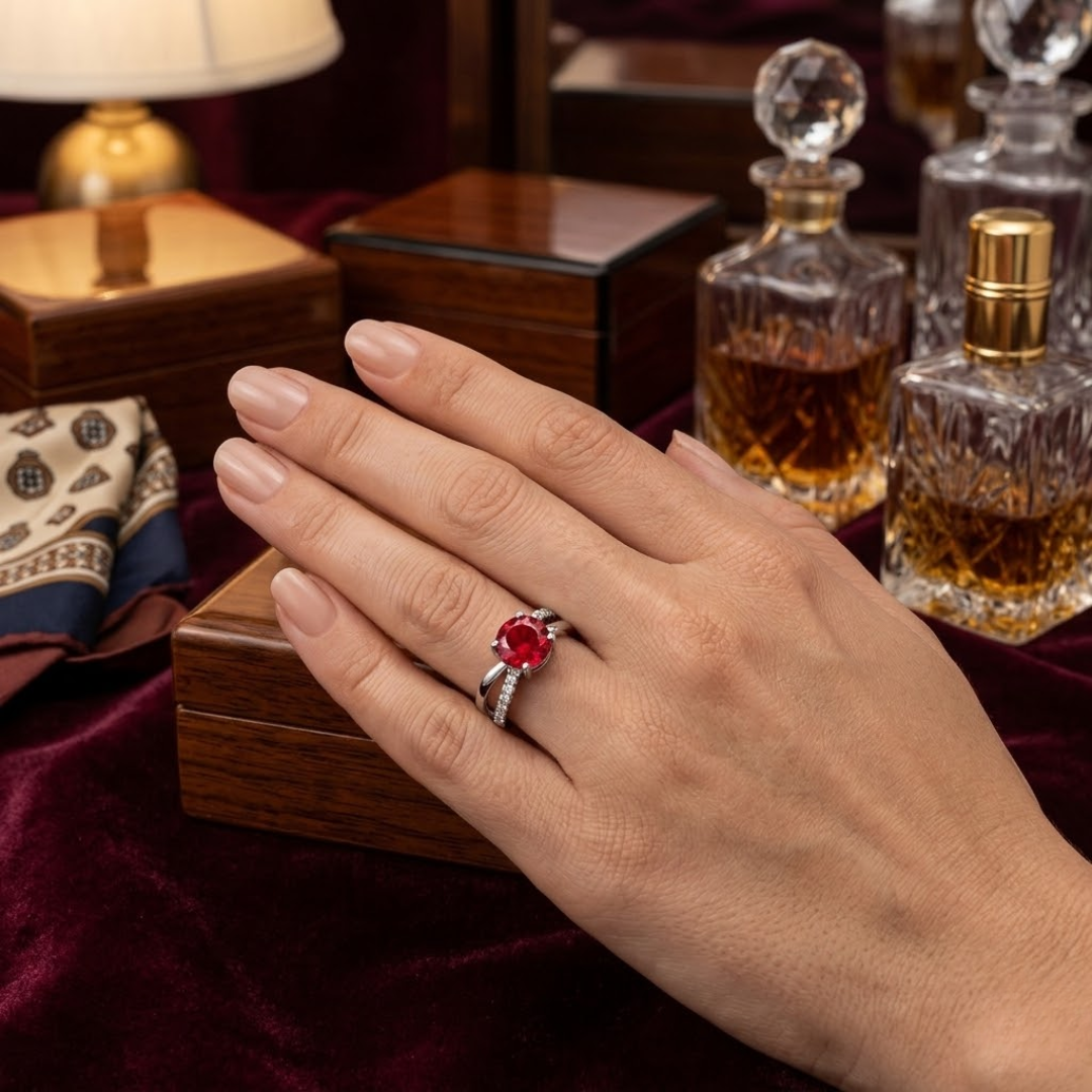 Ruby Bypass Twist Ring