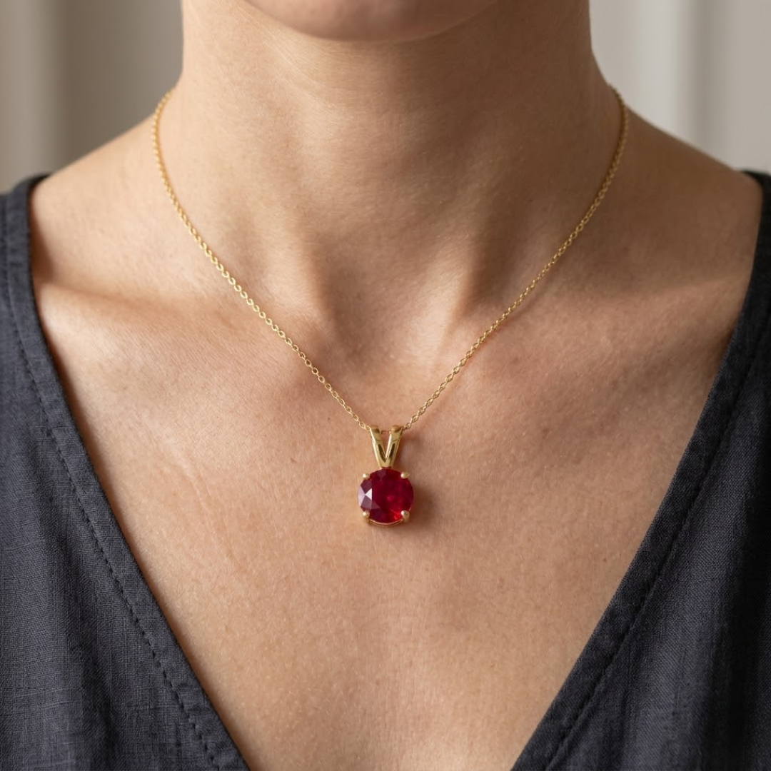 Ruby Round Stud Pendant
