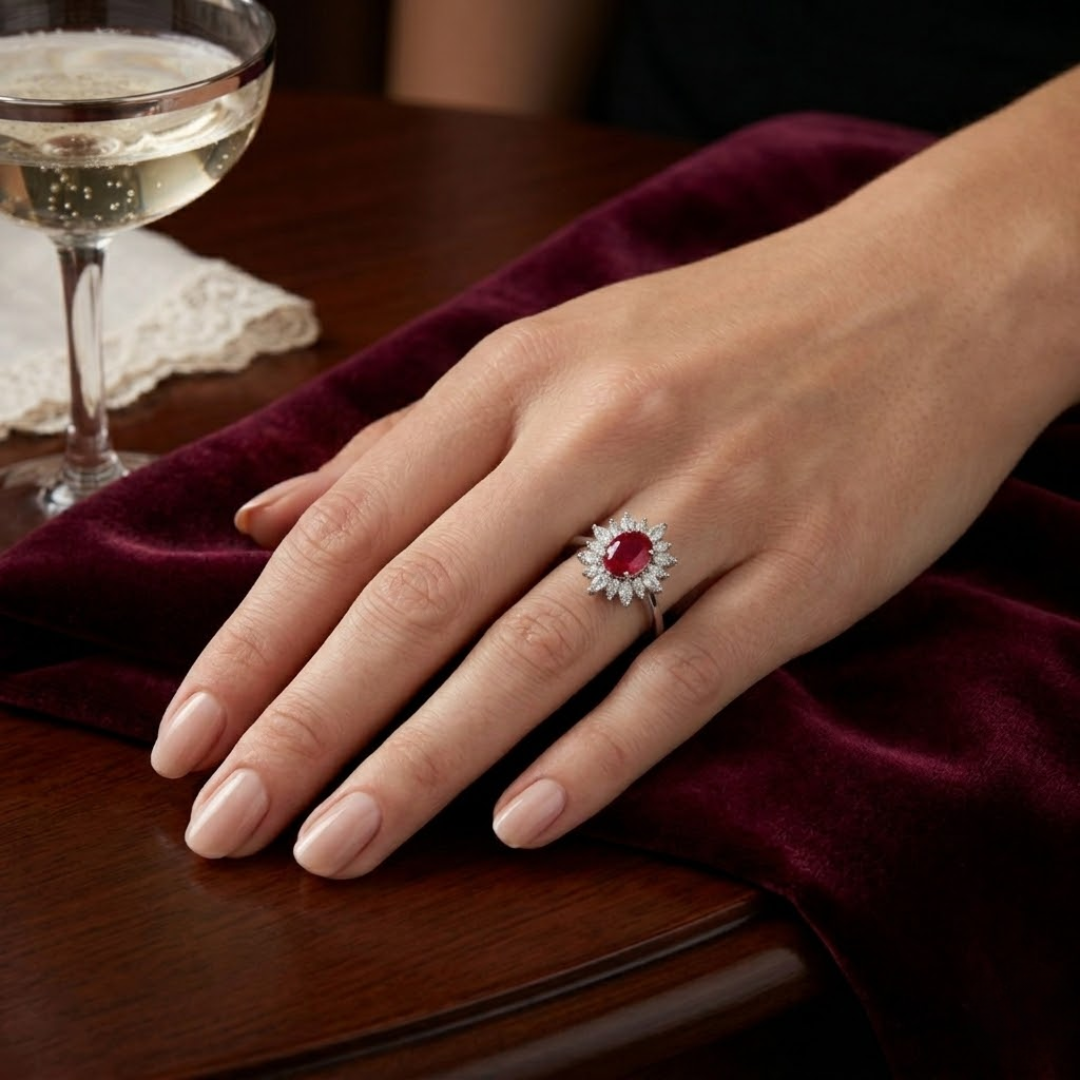 Ruby Halo Ring