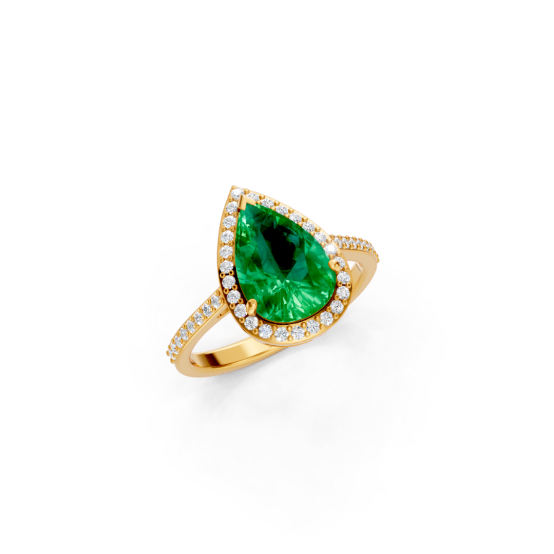 Colombian Emerald Pear Statement Ring