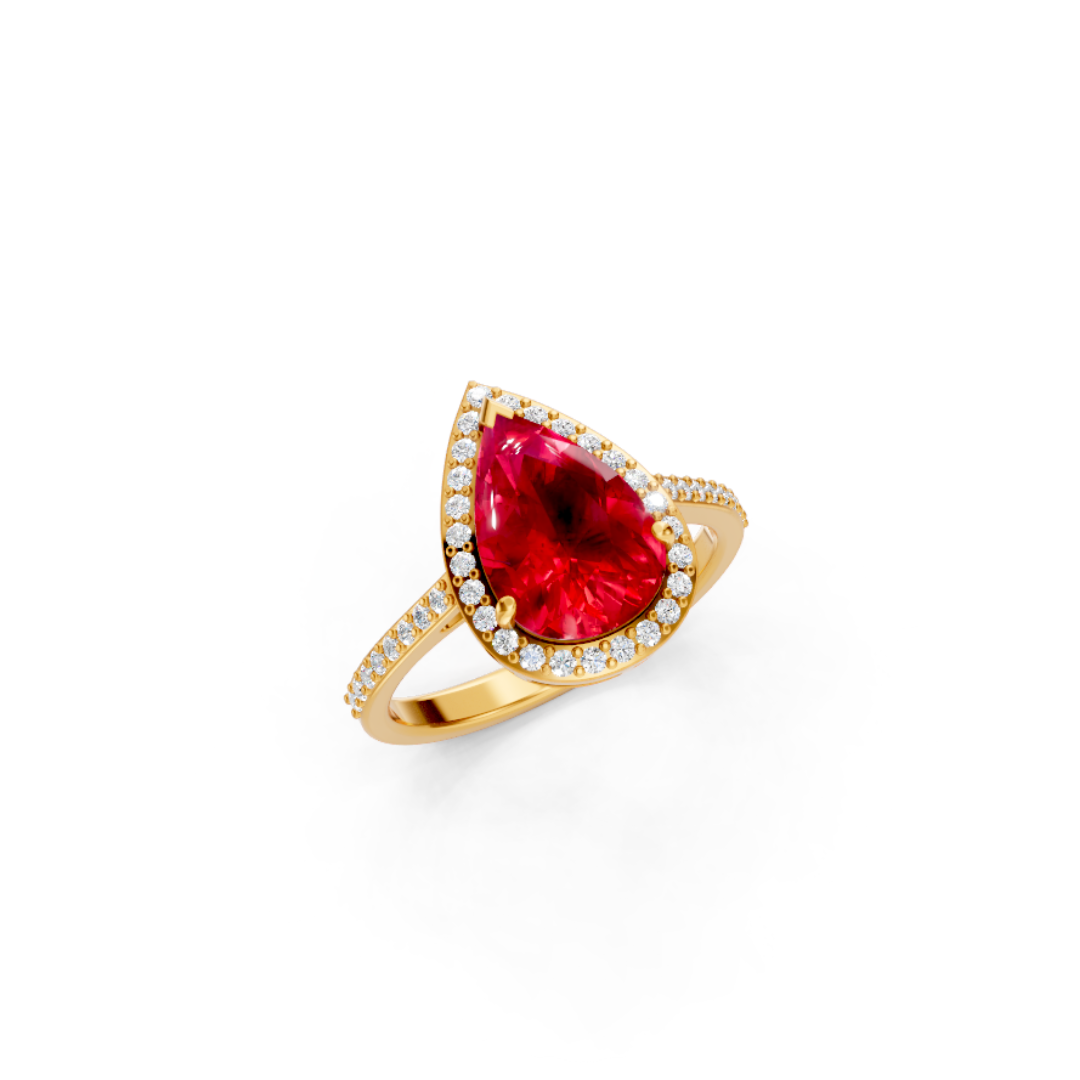 Ruby Pear Statement Ring