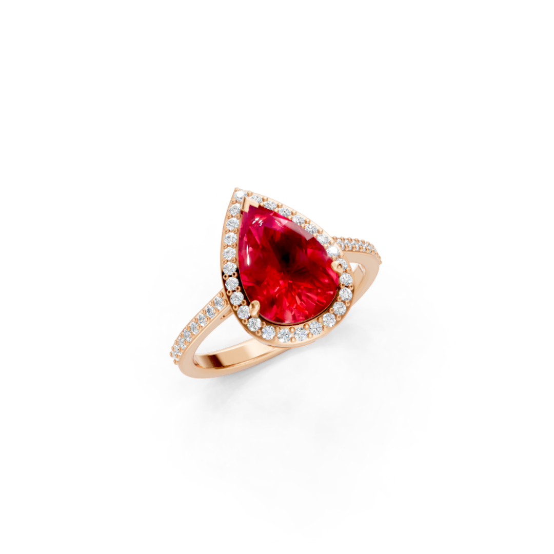 Ruby Pear Statement Ring
