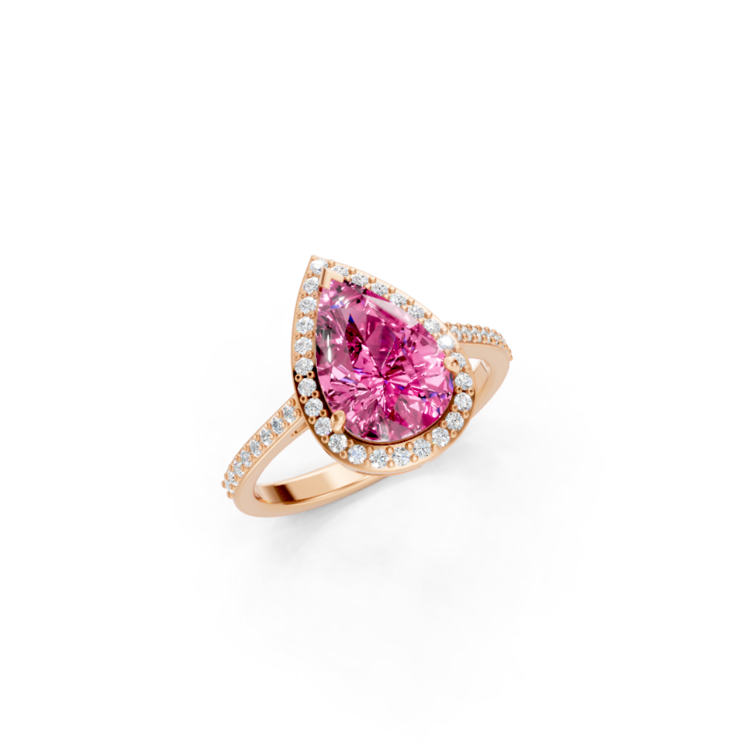 Pink Sapphire Pear Statement Ring