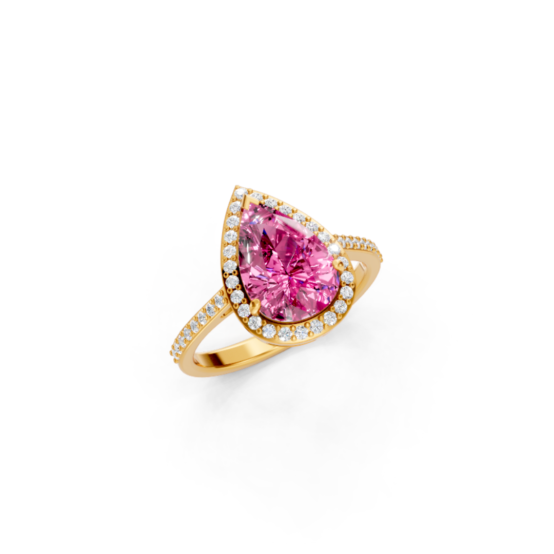 Pink Sapphire Pear Statement Ring