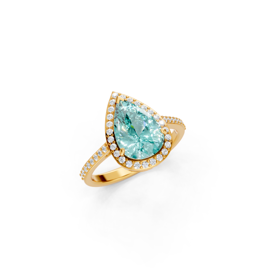 Paraiba Tourmaline Pear Statement Ring