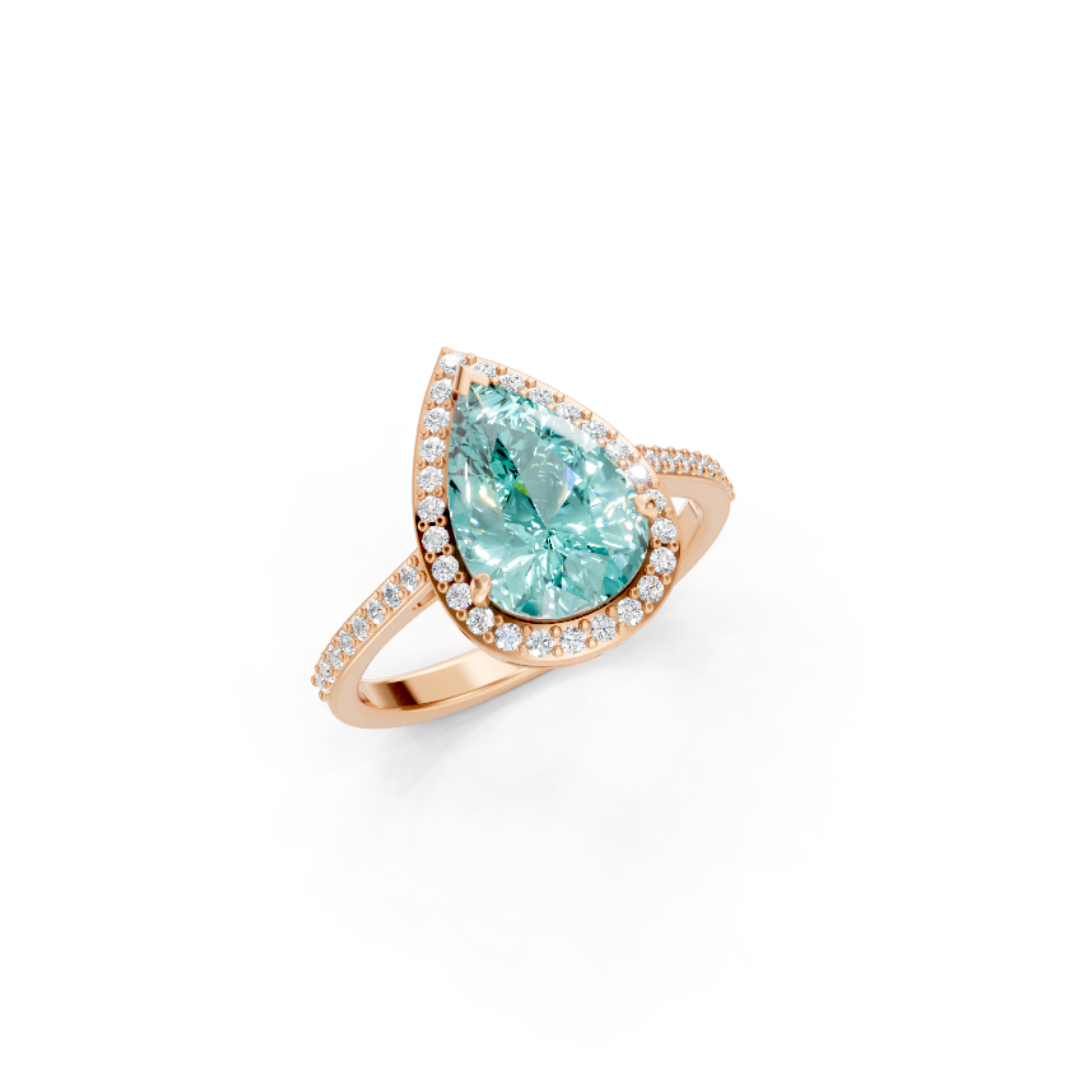 Paraiba Tourmaline Pear Statement Ring