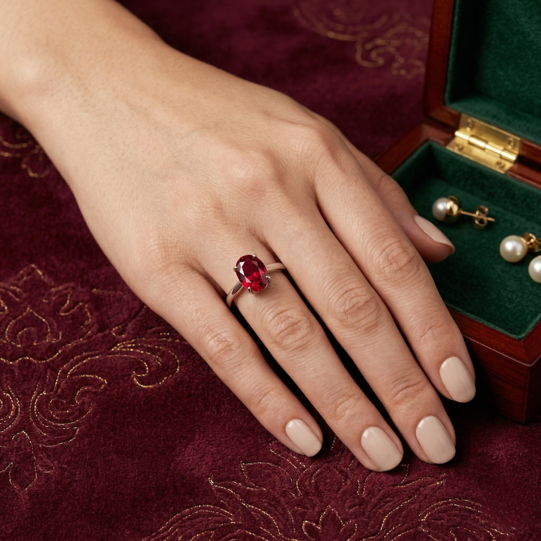 Ruby Oval Solitaire Ring