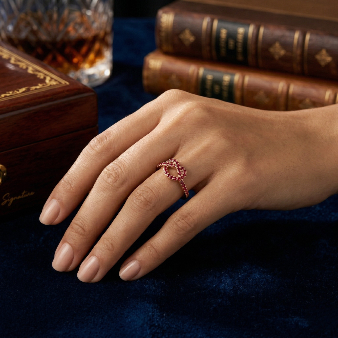 Ruby Infinity Knot Ring