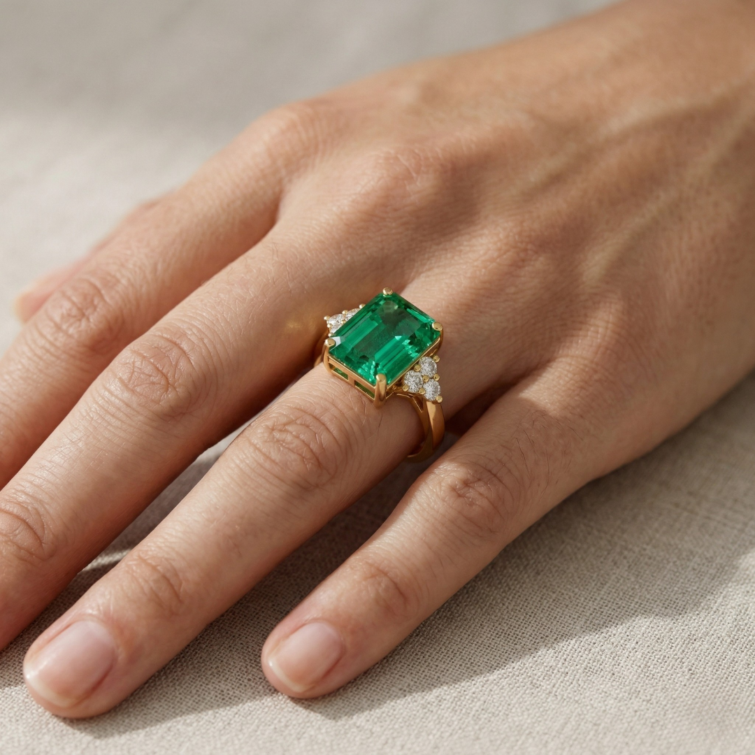 Subtle Colombian Emerald Cut Ring