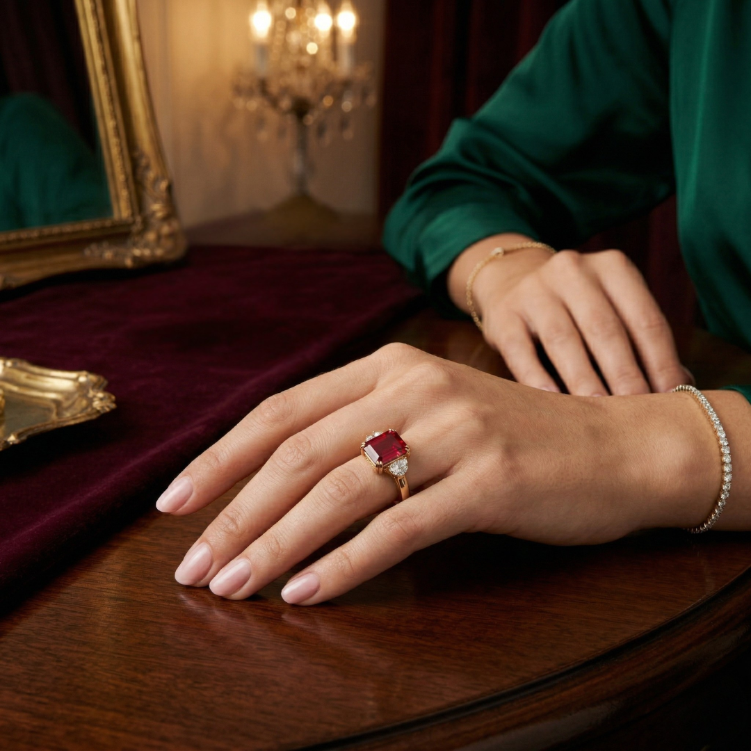 Ruby Three-Stone Ring