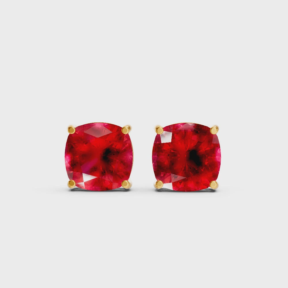 Ruby Cushion Stud Earrings