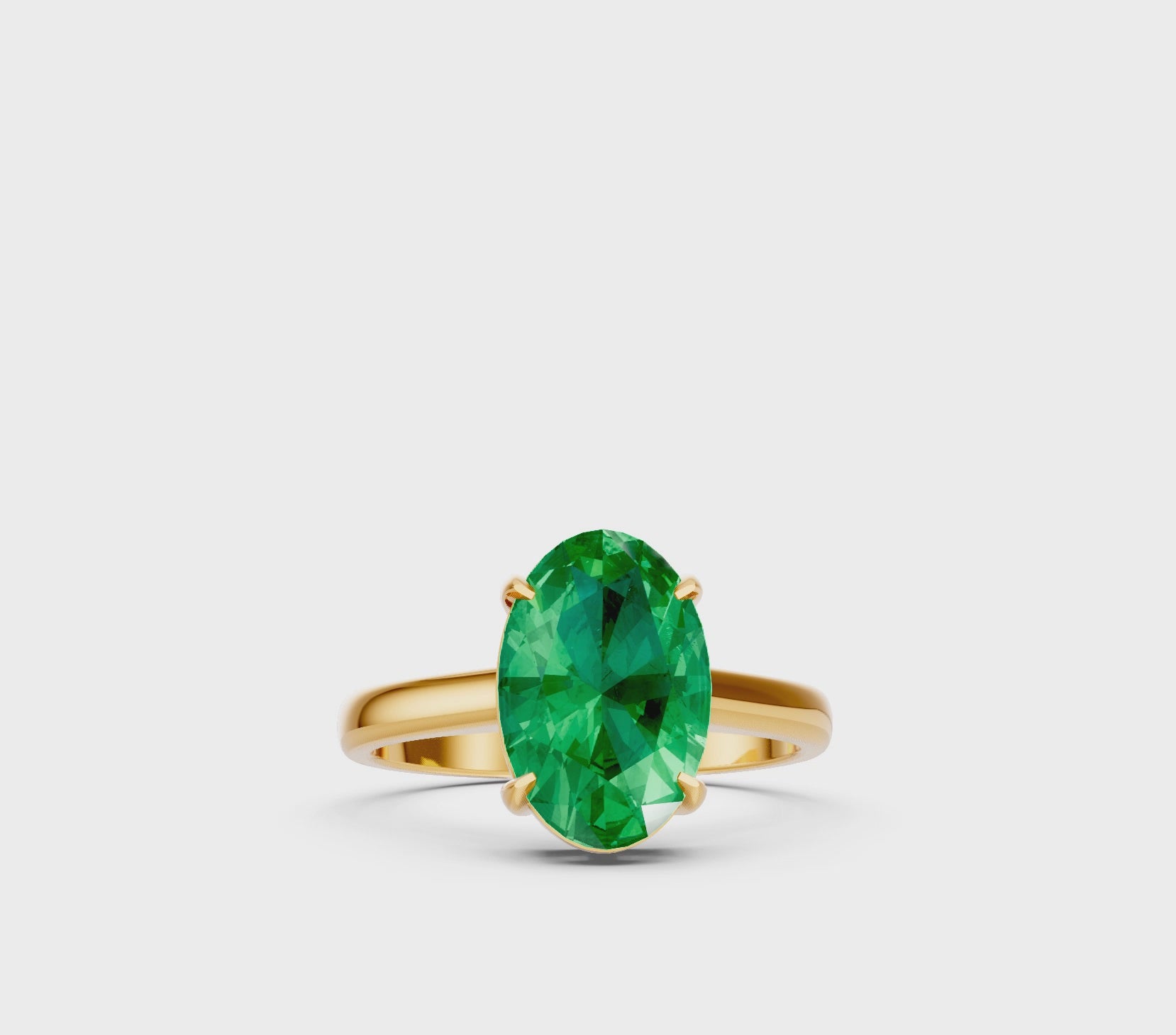Colombian Emerald Oval Solitaire Ring