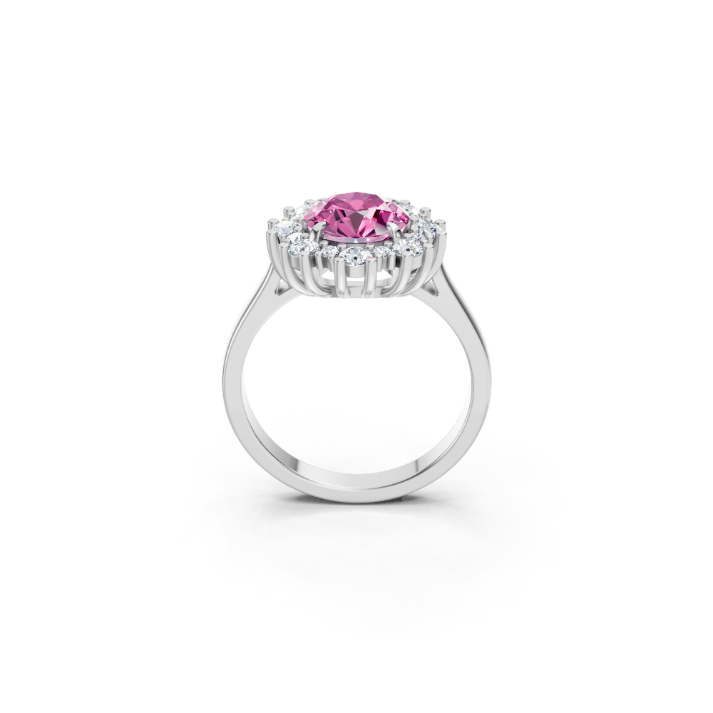 Pink Sapphire Sunburst Halo Ring