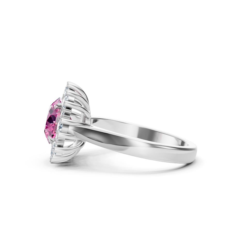 Pink Sapphire Sunburst Halo Ring