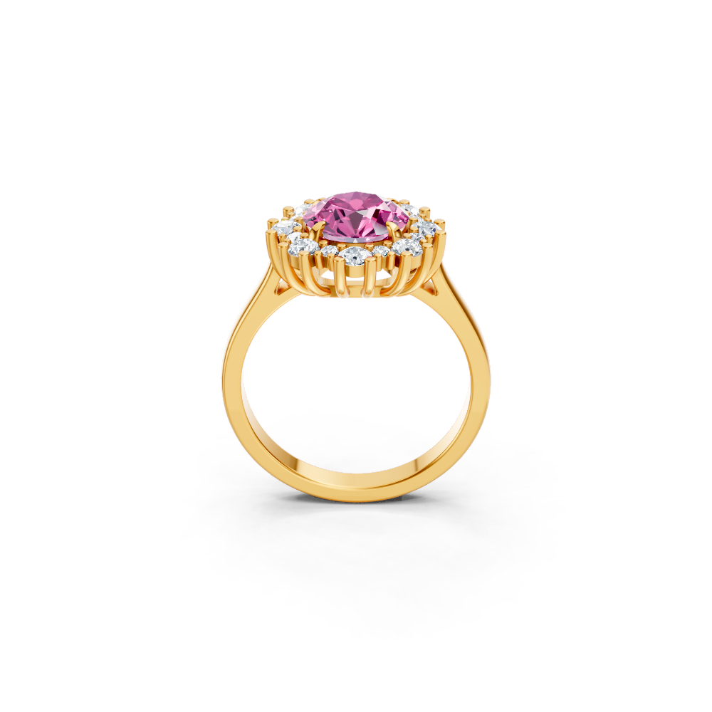 Pink Sapphire Sunburst Halo Ring