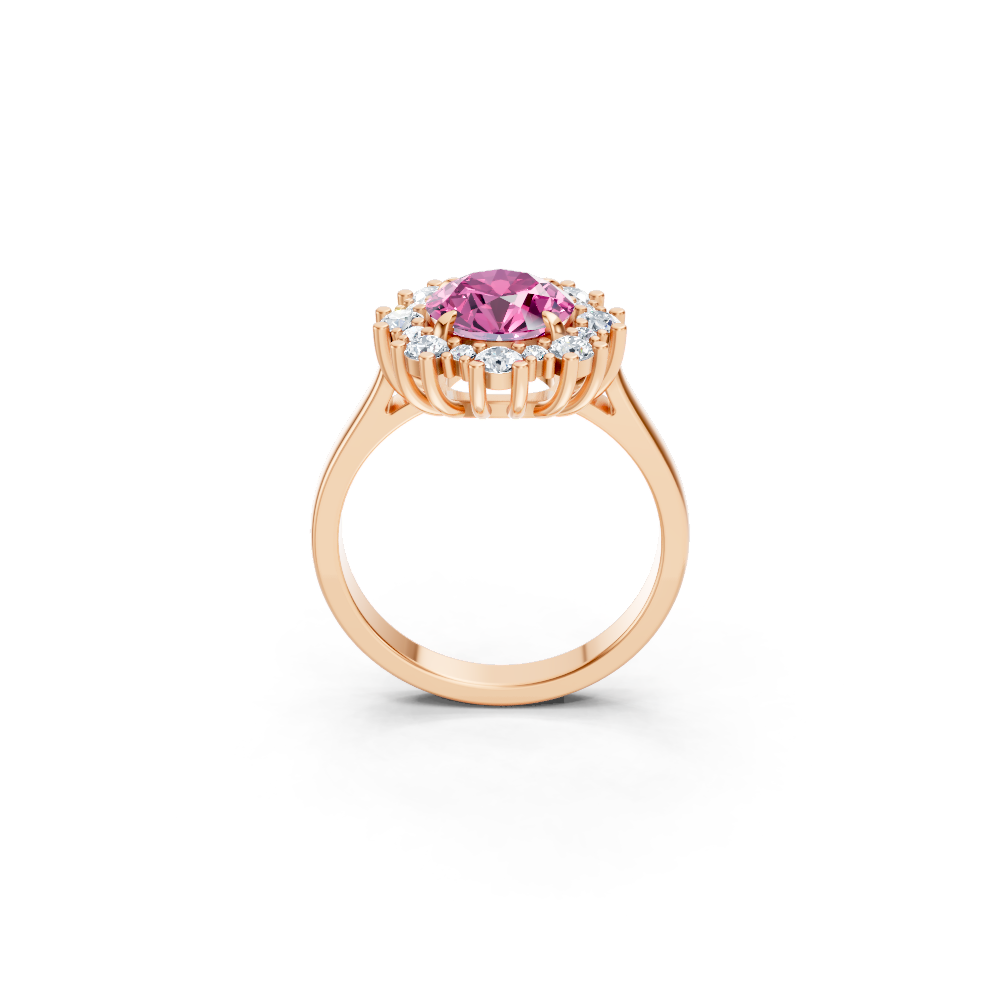 Pink Sapphire Sunburst Halo Ring