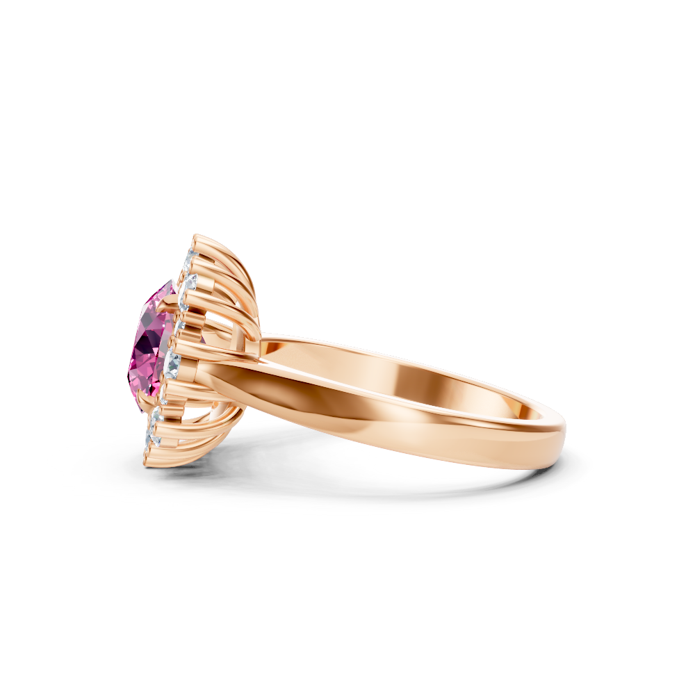 Pink Sapphire Sunburst Halo Ring