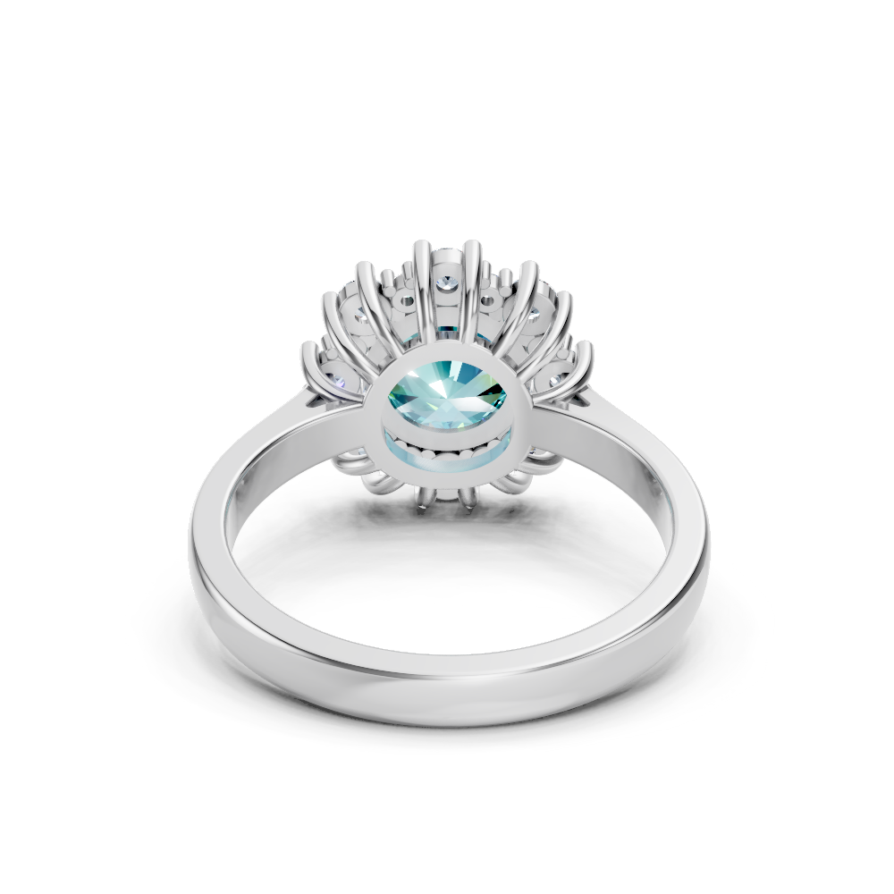 Paraiba Tourmaline Sunburst Halo Ring
